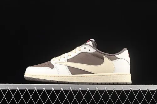 All categories Air Jordan Jordan series basketball shoes Air Jordan 1 Low pure original version Travis Scott x Air Jordan 1 Low OG "Reverse Mocha" AJ1 Joe 1 reverse mocha brown and white barb joint casual sports basketball shoes DM7866-162